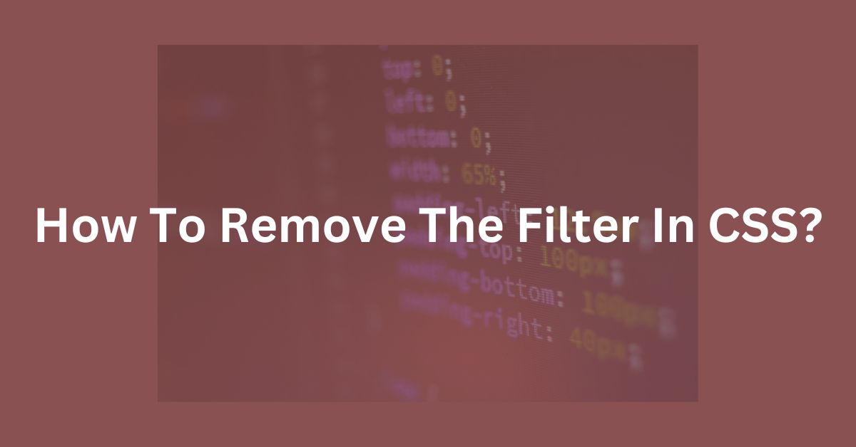 How to remove the filter in CSS