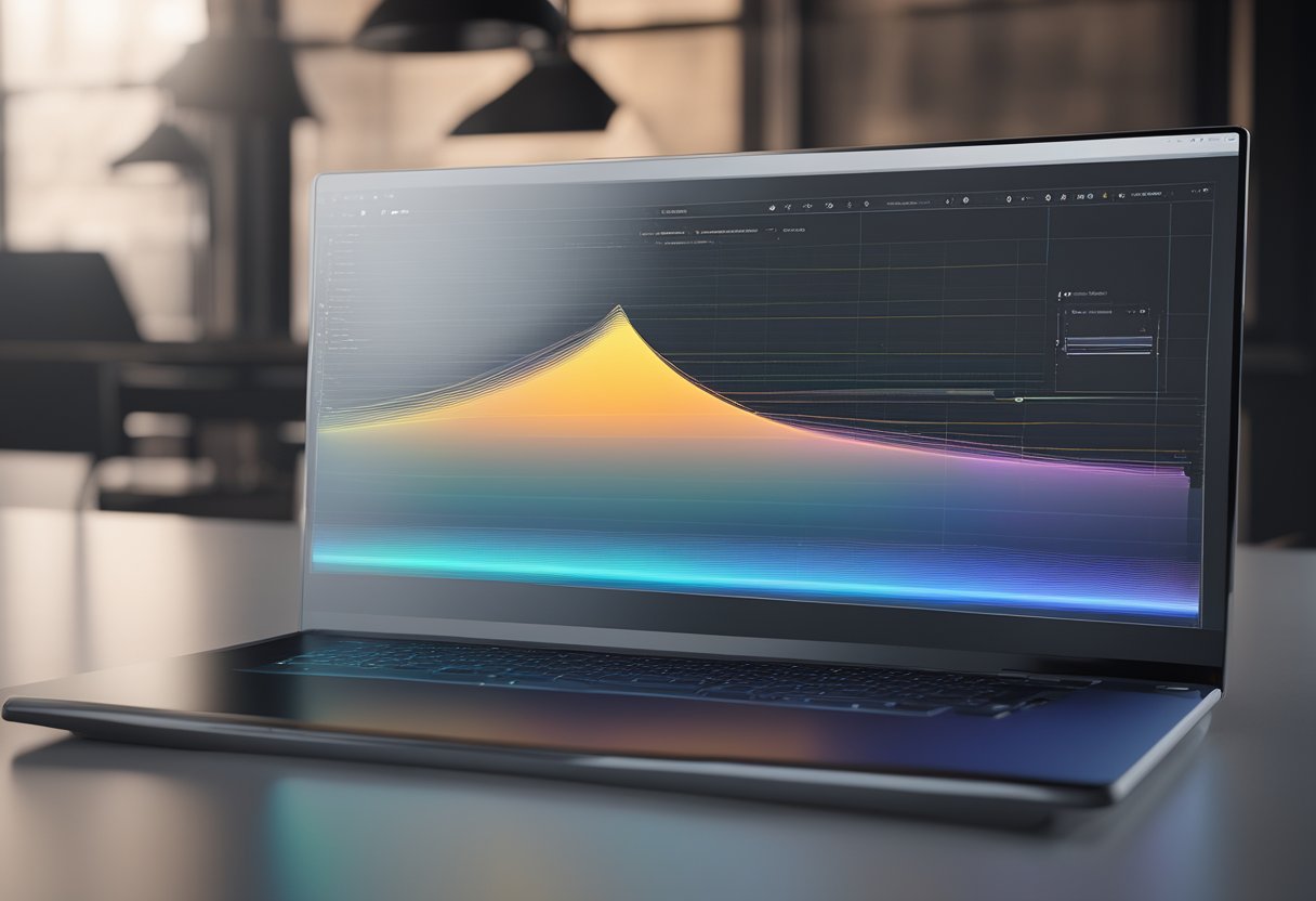 A computer screen displaying HTML and CSS code with a linear-gradient property, showing the process of creating a gradient line