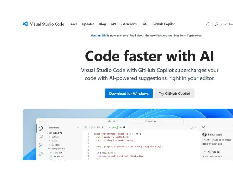 Visual Studio Code remains one of the most popular code editors for JavaScript development. Its powerful features, combined with an extensive marketplace for extensions, make it highly customizable and developer-friendly.