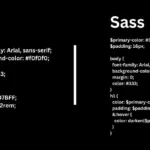 CSS vs Sass comparison infographic highlighting their differences.