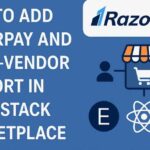 Feature image showing Razorpay integration and multi-vendor support in a MERN stack marketplace with technology logos