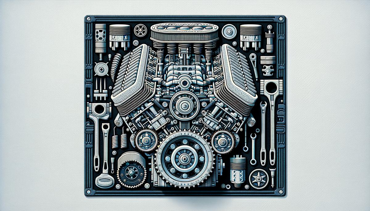 A detailed illustration of the V8 engine, showcasing its inner workings and efficiency for visually impaired individuals