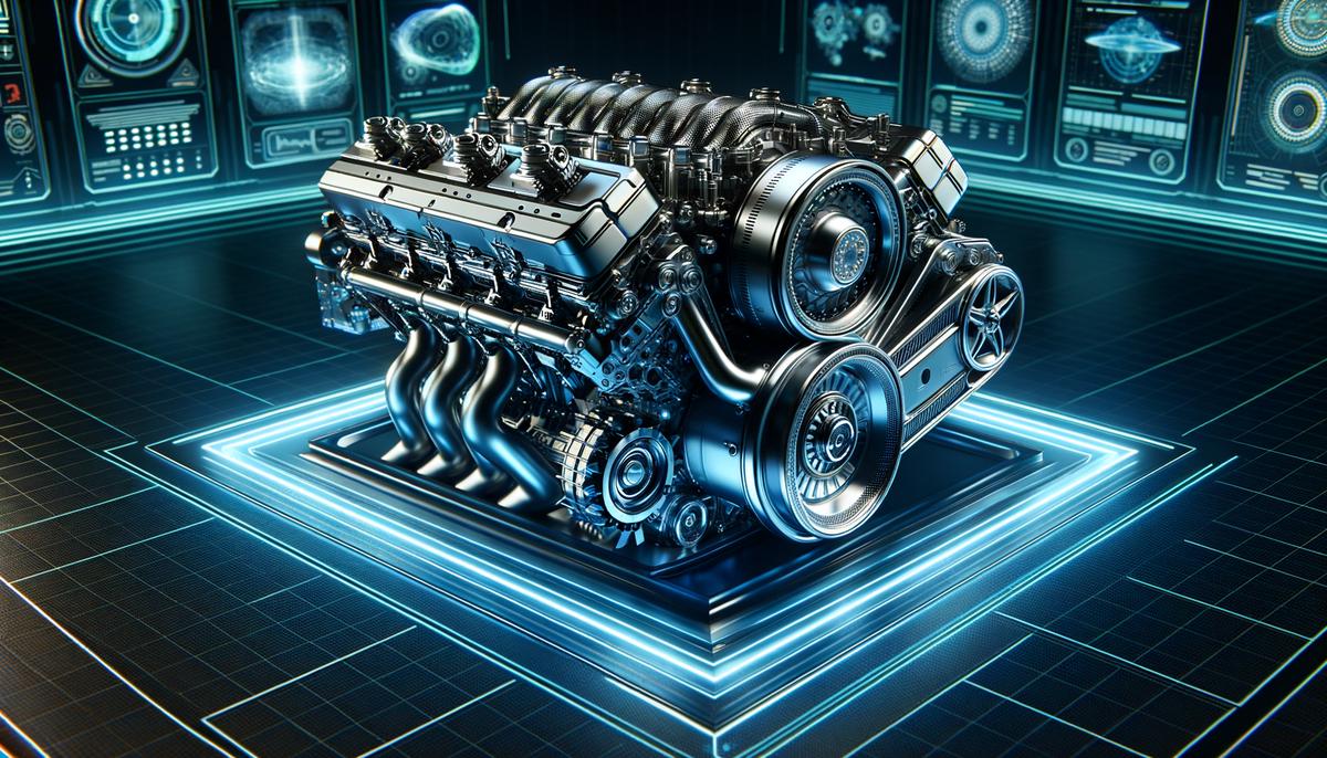 A futuristic V8 engine with impressive capabilities