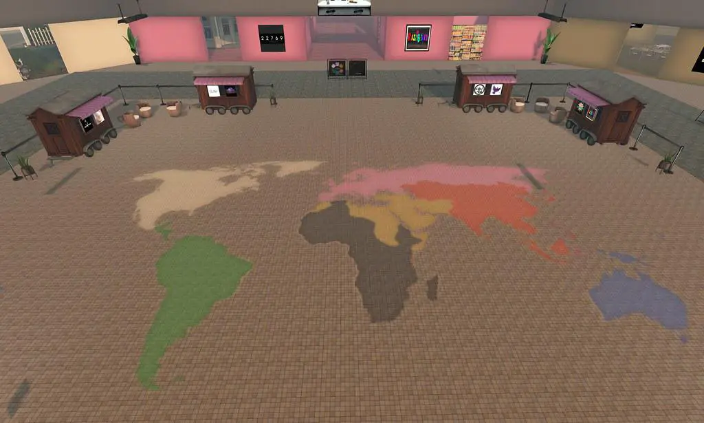 A world map with different regions highlighted in various colors, representing cultural color associations