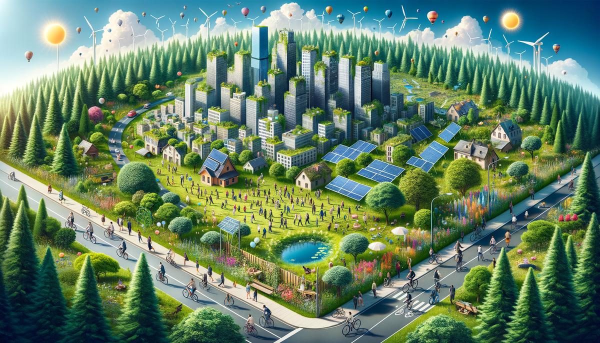 an image of a harmonious ecosystem depicting a thriving city landscape