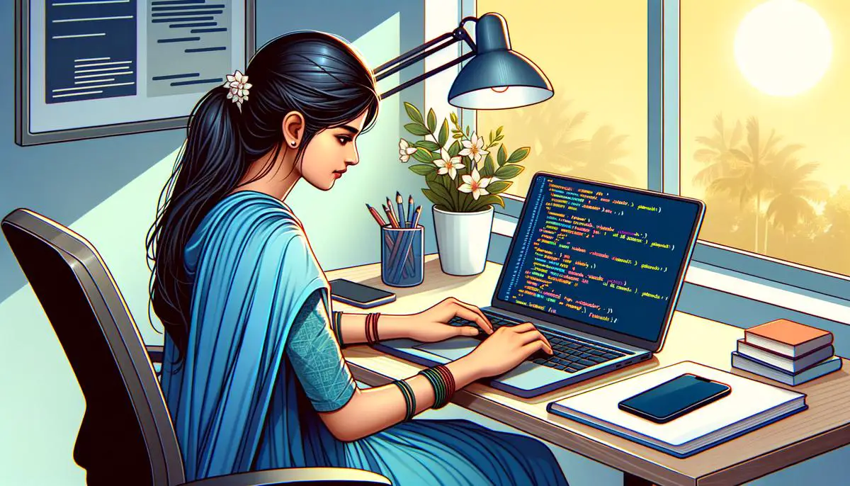 A realistic image depicting a person typing on a laptop with lines of code on the screen, symbolizing JavaScript injection in web applications