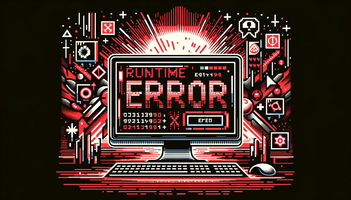 Illustration of a runtime error message on a computer screen